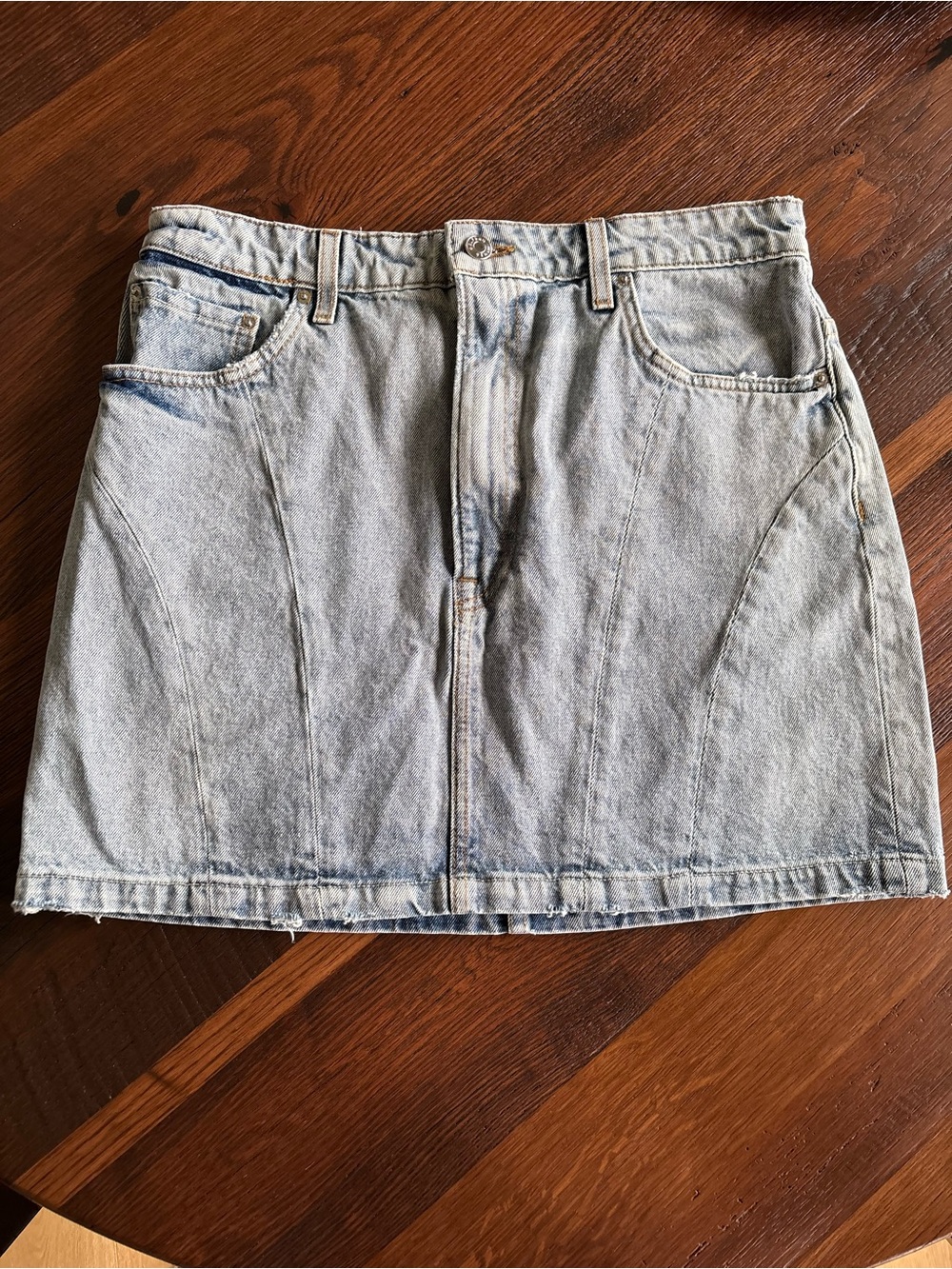 GRLFRND Gemma Corset Premium Denim Skirt, 100% Cotton, Mini, Distressed, 30